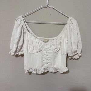 Urban Outfitter Milkmaid White Crop Top Women's Medium Coquette Romantic